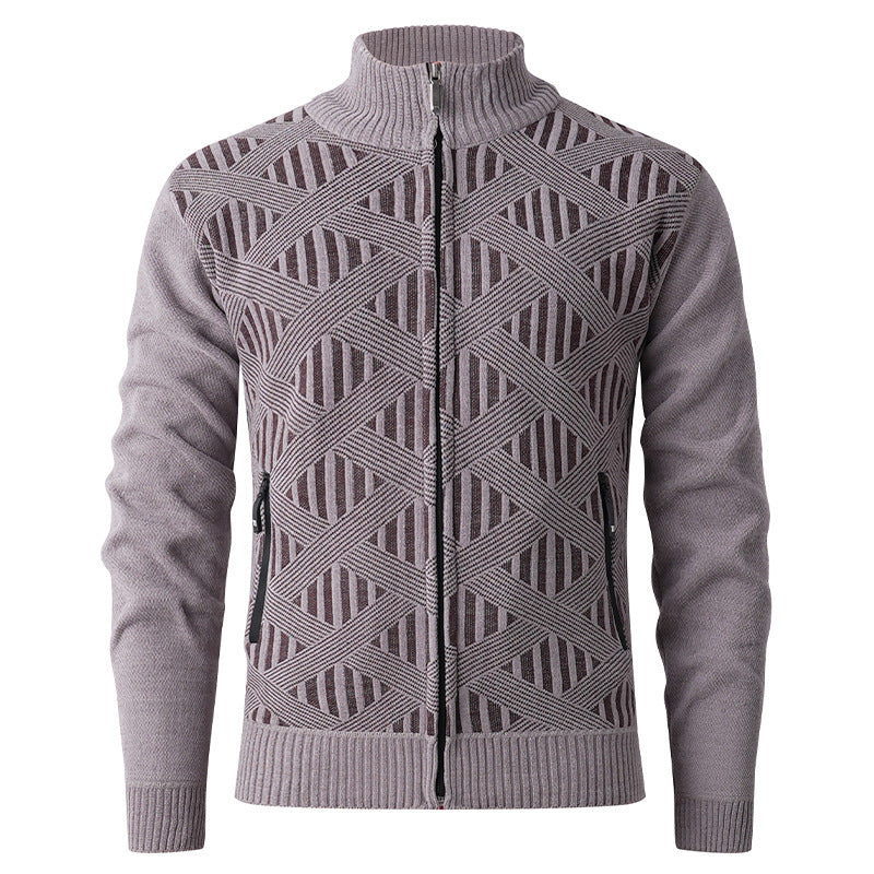 Men's knitted jacket with structured design and modern zipper Lune London