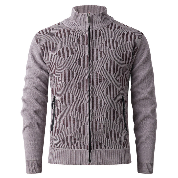 Men's knitted jacket with structured design and modern zipper Lune London