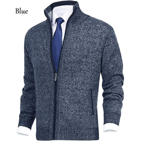 Men's knit jacket with high collar and stylish contrasting details Lune London