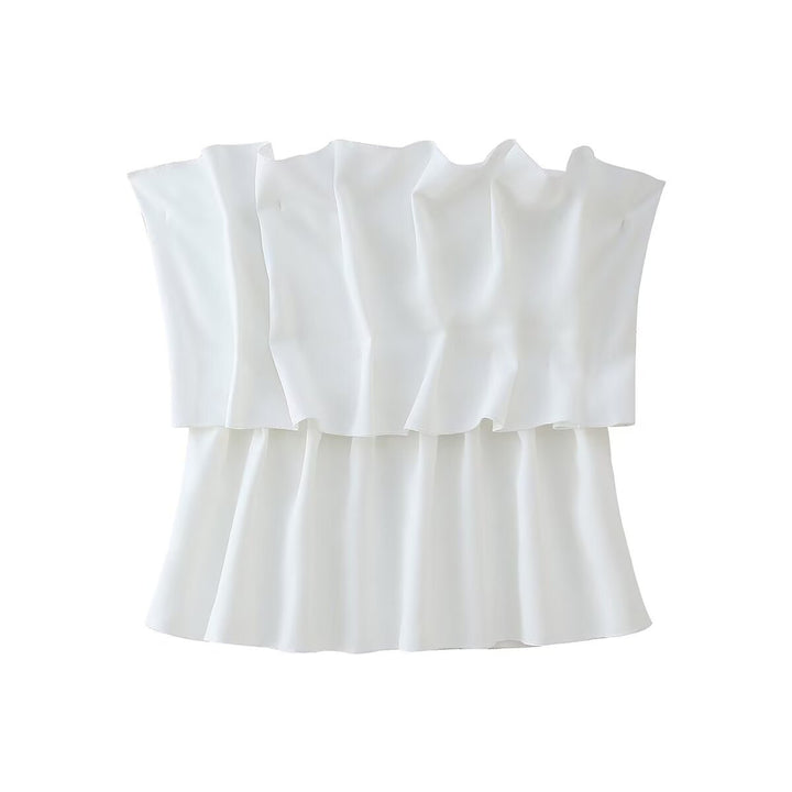 Sleeveless top for women with voluminous ruffle design Lune London