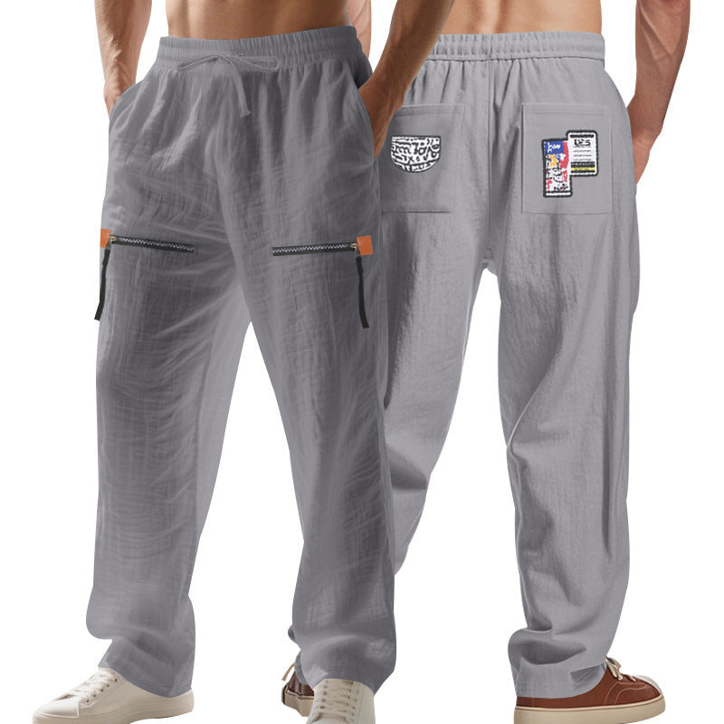 Lightweight cargo pants for men with elastic waistband and practical zip pockets Lune London