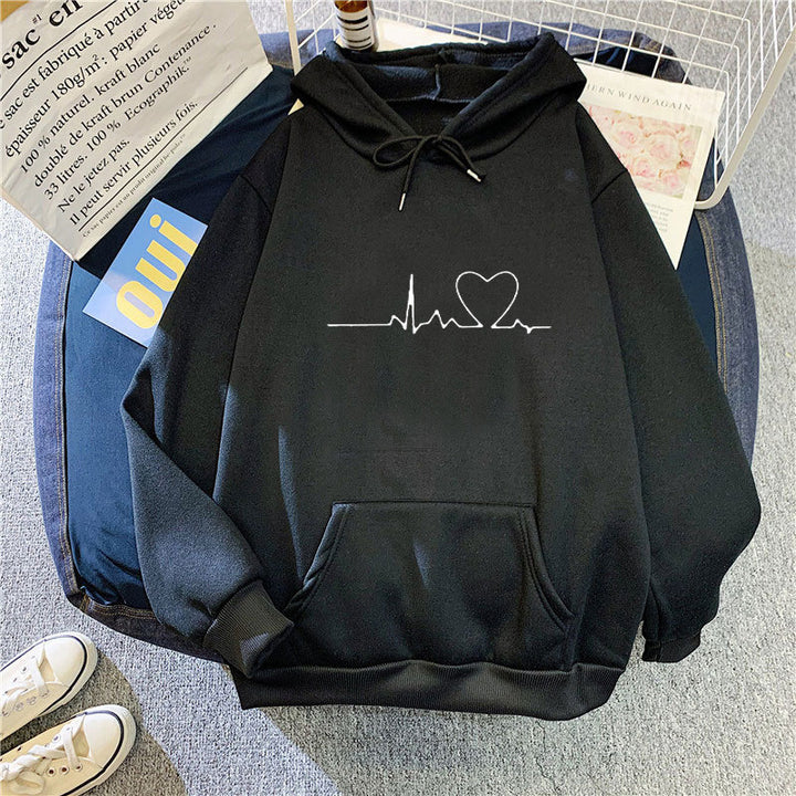 Women's hoodie with heart beat motif Chic & Stil