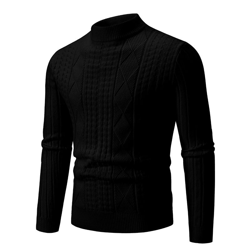 Chunky knit sweater for men with a modern textured pattern and a high collar Lune London