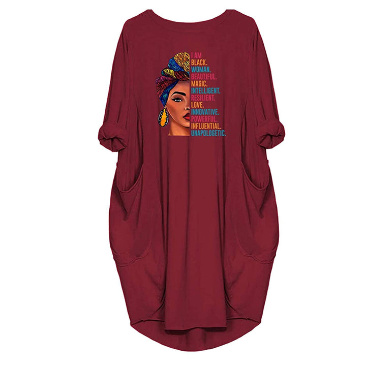 Dress for women with a casual cut and a creative pattern and practical pockets Lune London