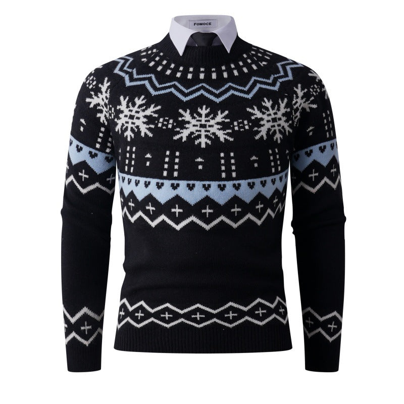 Fashionable knitted sweater for men with creative snow pattern Lune London