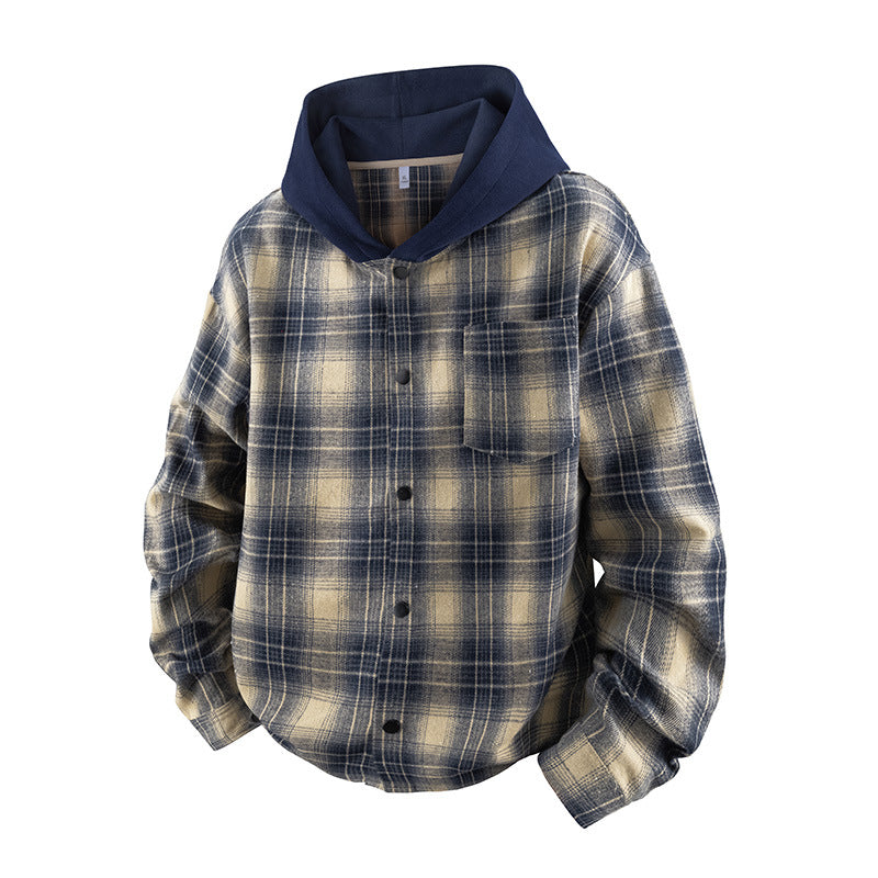 Casual men's jacket with lined hood and checked pattern Lune London