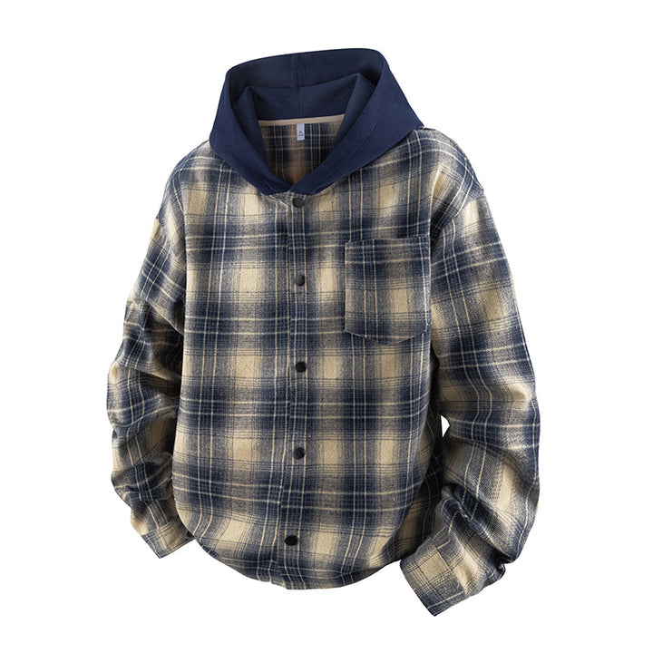 Casual men's jacket with lined hood and checked pattern Lune London