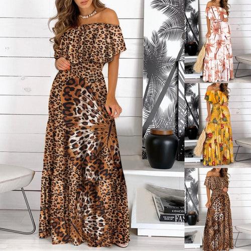 Off-shoulder maxi dress for women with flared hem Amarae
