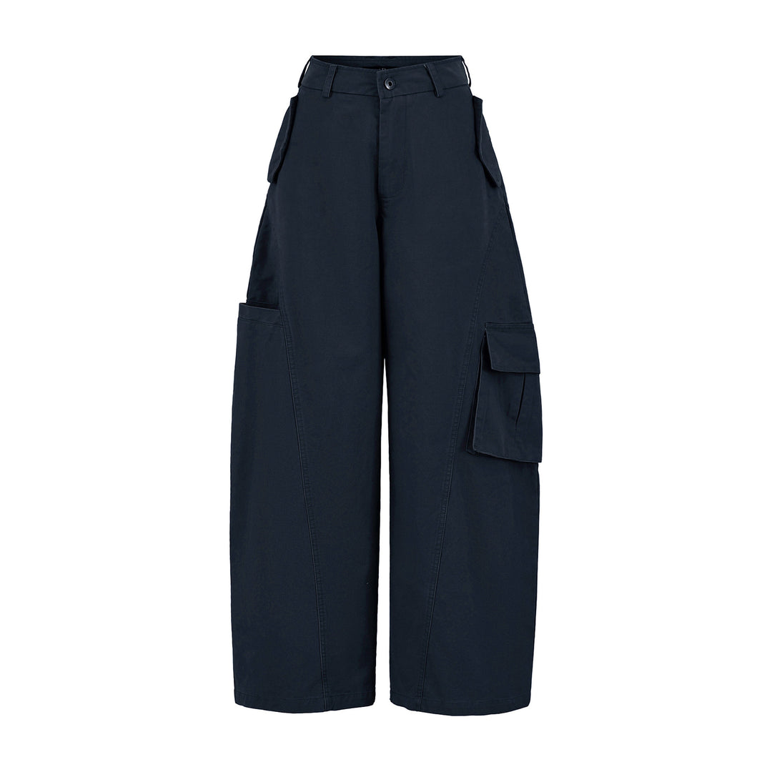 Women's Cropped Cargo Pants with High Waist, Wide Leg, and Flap Pockets Amarae