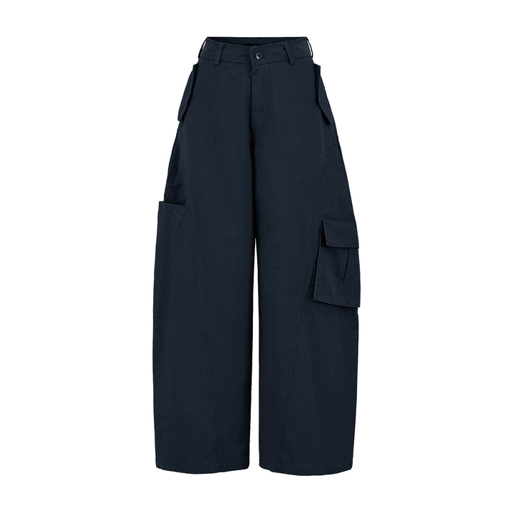 Women's Cropped Cargo Pants with High Waist, Wide Leg, and Flap Pockets Amarae