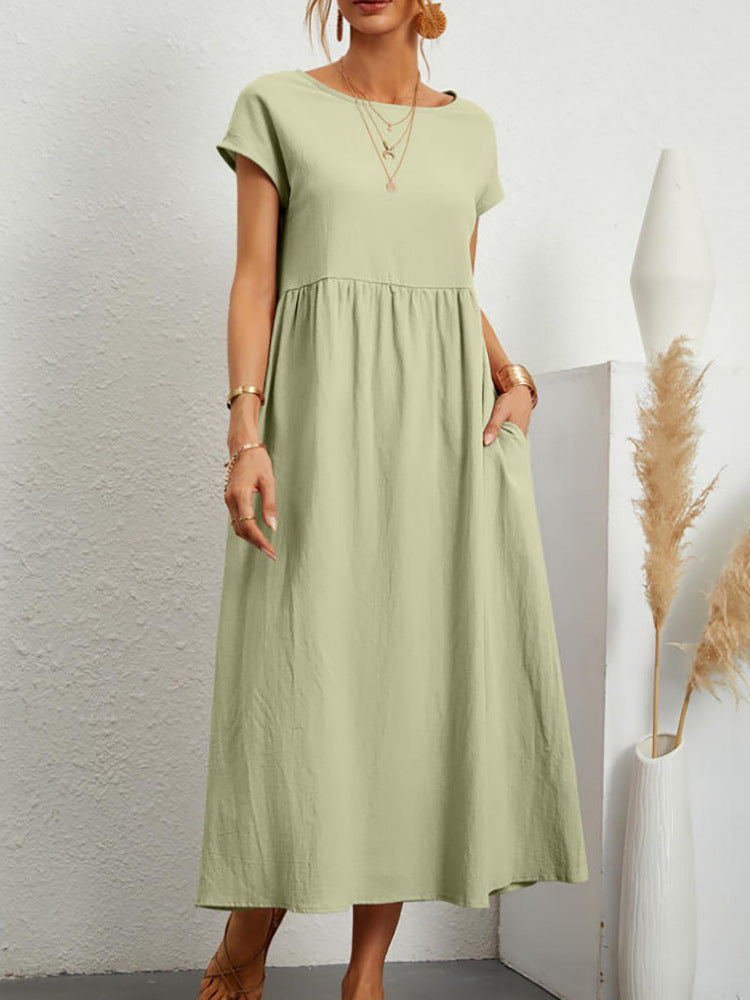 Robe Midi pour Femmes avec Manches Ballon et Poches Pratiques Chic & Stil