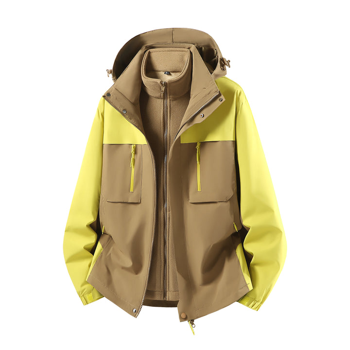 Men's Two-Piece Softshell Parka with Removable Fleece Inner Jacket and Hood Amarae