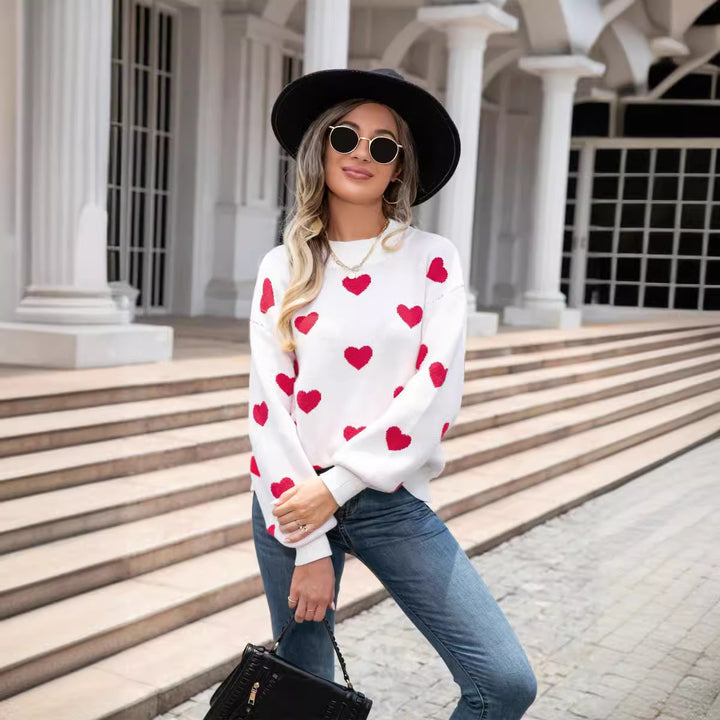 Pull décontracté pour femmes avec des cœurs et coupe moderne Chic & Stil