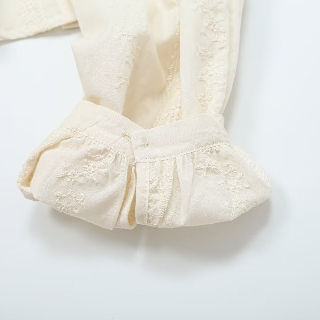 Women's Light Blouse with Lace Trimmings, V-Neck and Fitted Peplum Silhouette Amarae