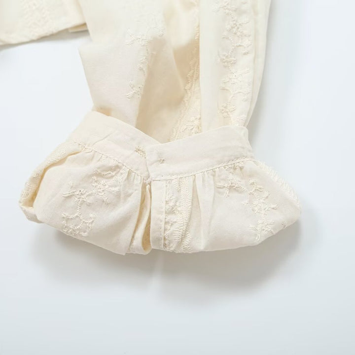 Women's Light Blouse with Lace Trimmings, V-Neck and Fitted Peplum Silhouette Amarae