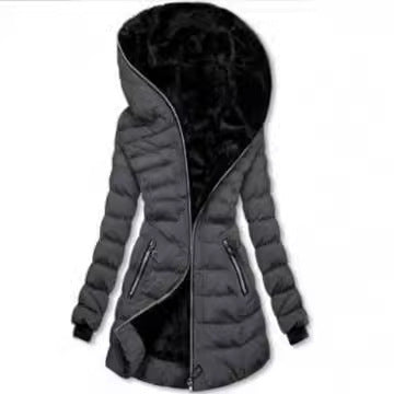 Ladies long jacket with plush lining and high collar Lune London