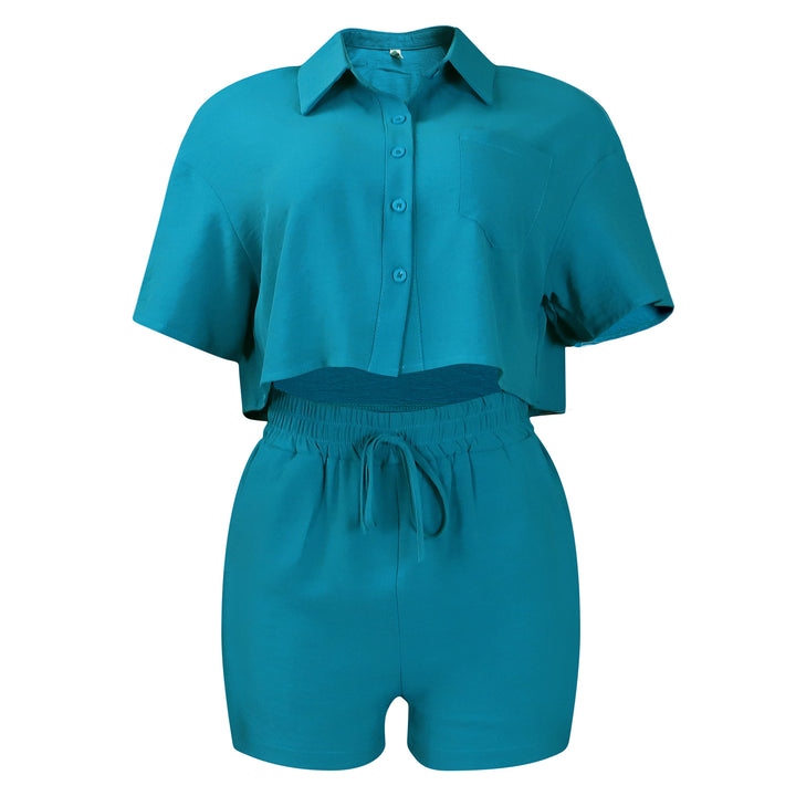 Women Elegant Short Sleeve Top with Matching Shorts Lune London