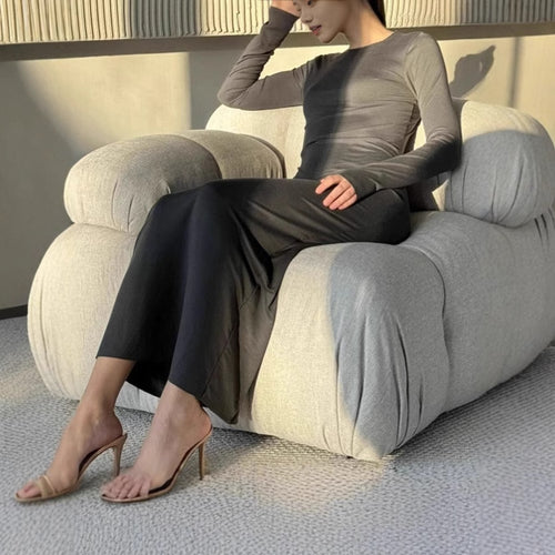 Ladies Elegant Maxi Dress with Long Sleeves in High Quality Jersey Amarae