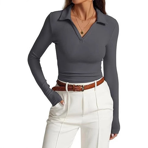 Fitted long sleeve blouse for women with collar Amarae