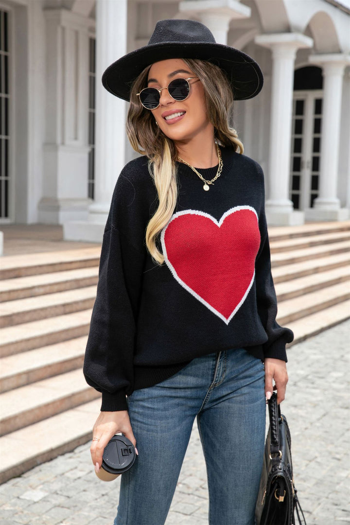 Sweat à col rond pour femmes avec design en forme de cœur Chic & Stil