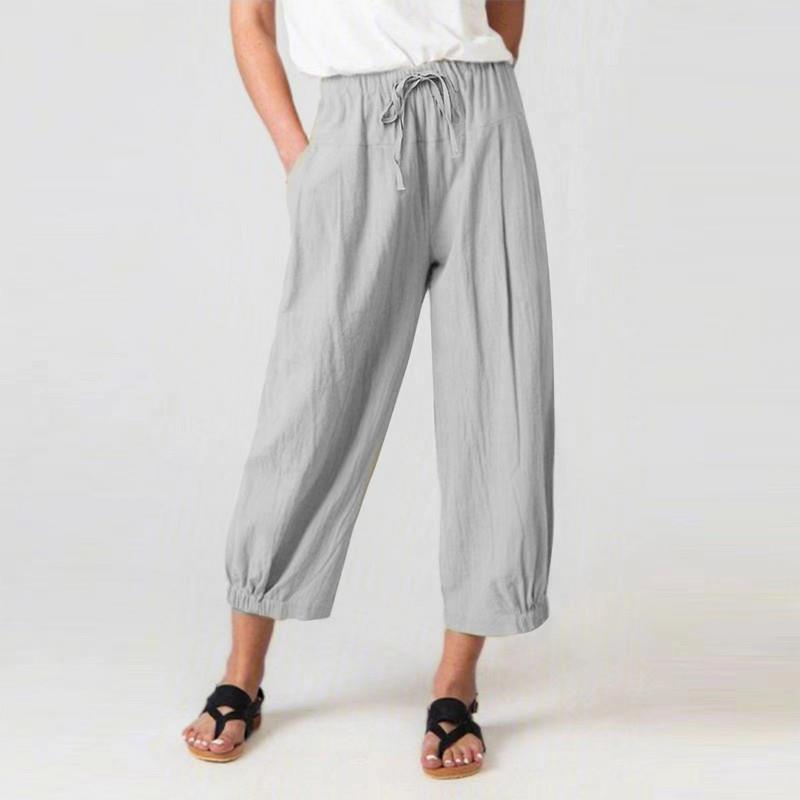 Women's lightweight and comfortable summer pants with elastic waistband and ankle length Lune London