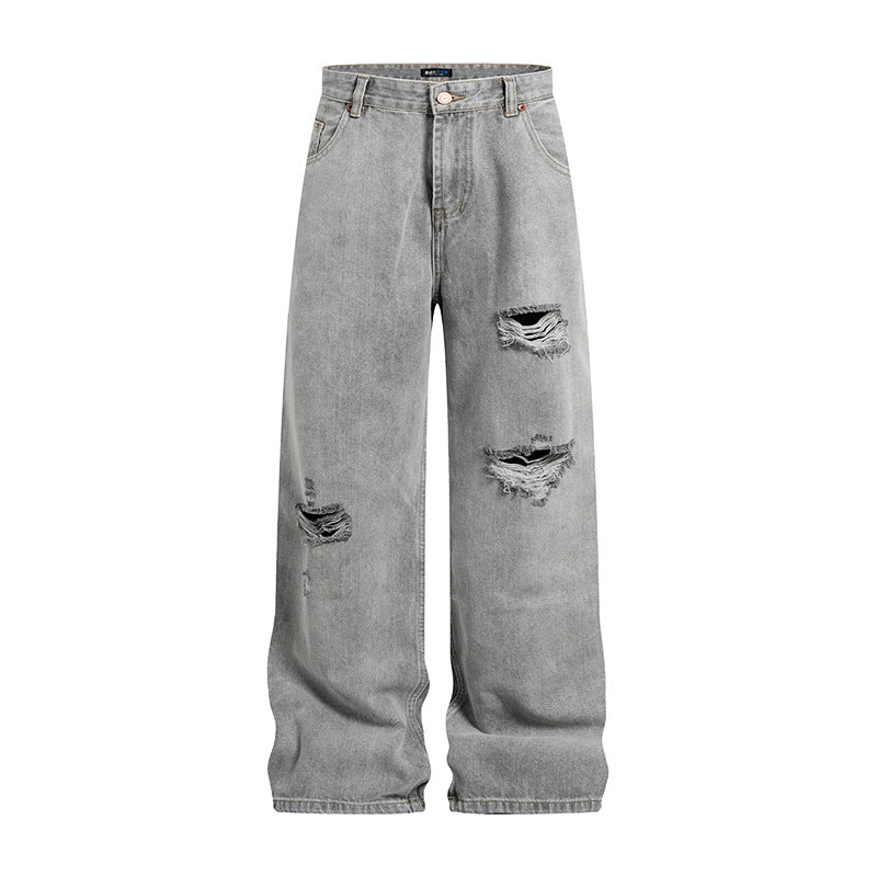 Women's wide high-waisted jeans in palazzo cut with destroyed details Amarae