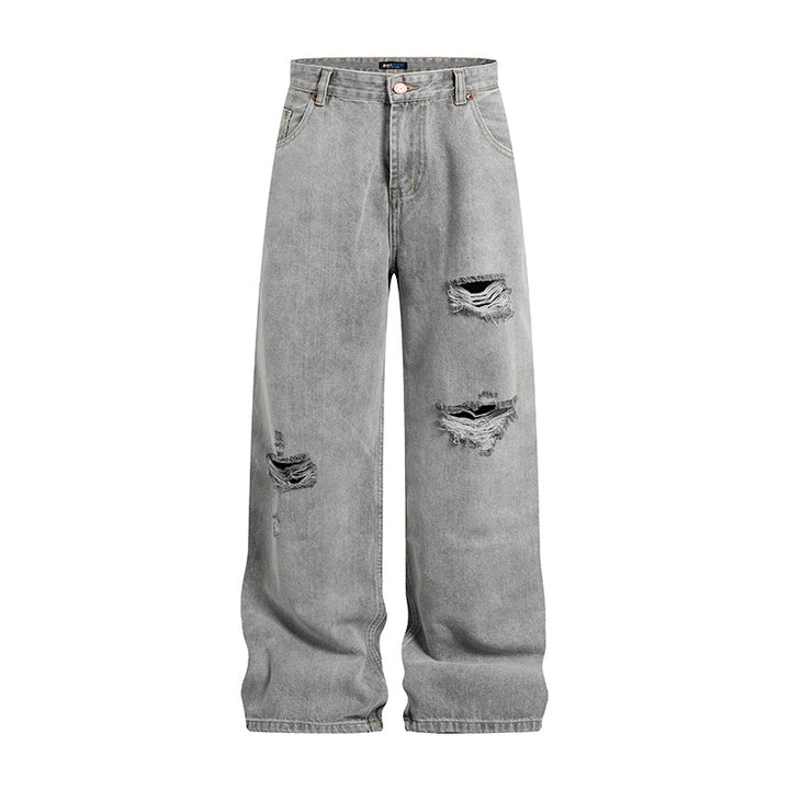 Women's wide high-waisted jeans in palazzo cut with destroyed details Amarae