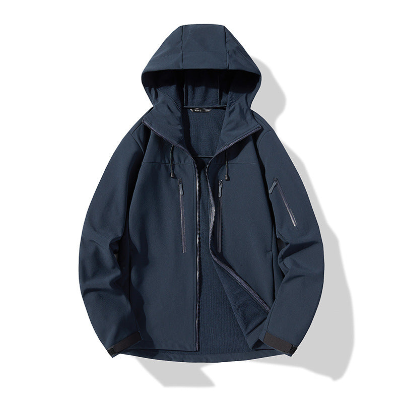 Men's Softshell Hoodie Jacket with windproof membrane, breathable lining, and multifunctional pockets Amarae