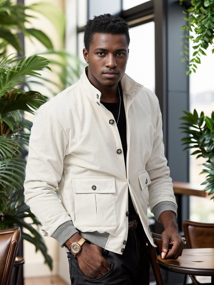 Modern quilted jacket for men with practical pockets and high collar Lune London
