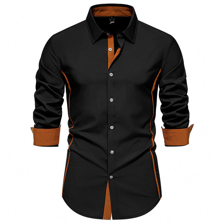 Men's Long-Sleeve Shirt with Contrast Stitching and Modern Cut Lune London