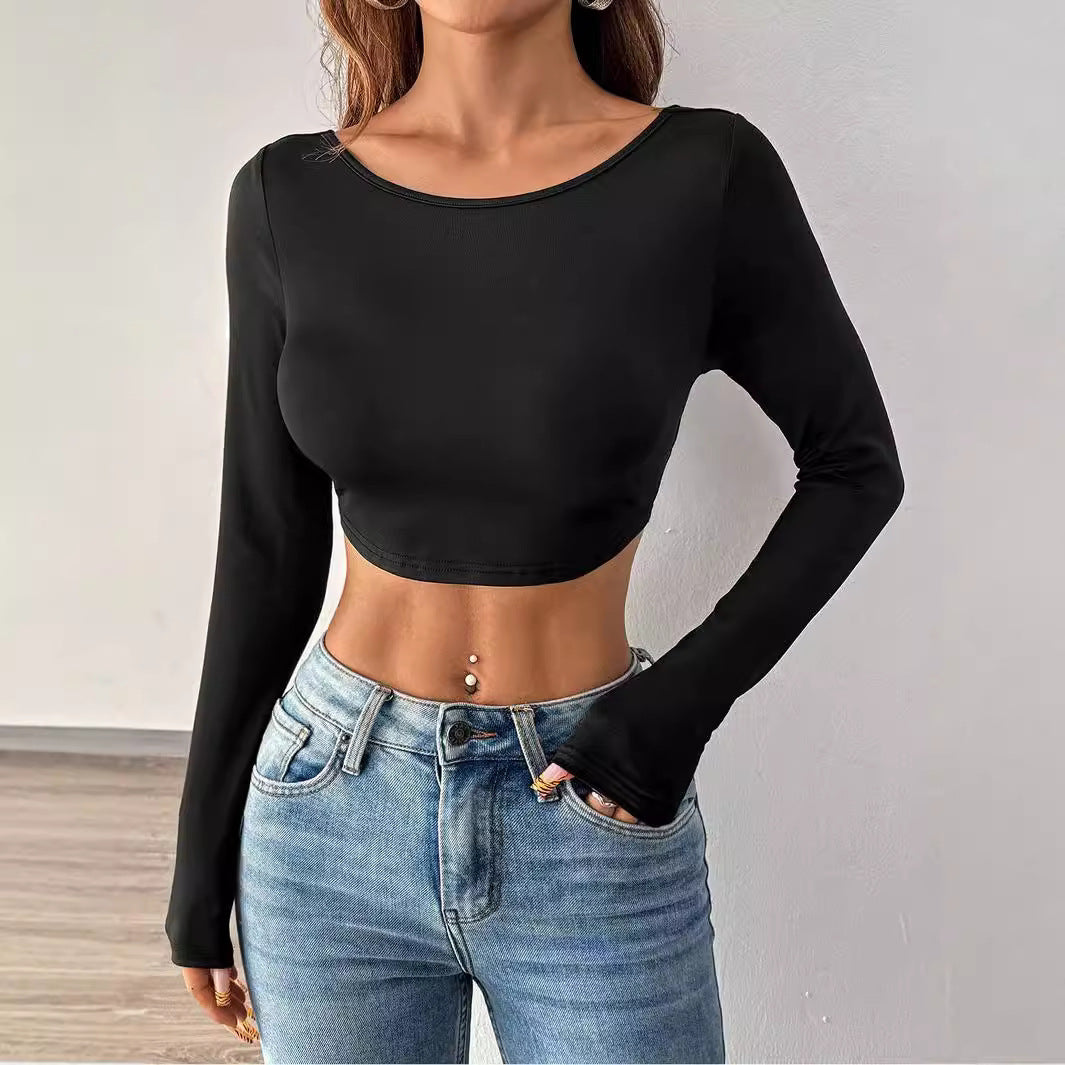 Chemise à manches longues cropped pour femmes au design minimaliste Chic & Stil