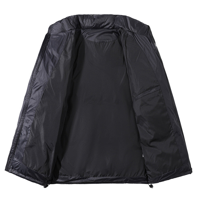Men's insulated quilted thermo puffer jacket with stand-up collar and drawstring hem Amarae
