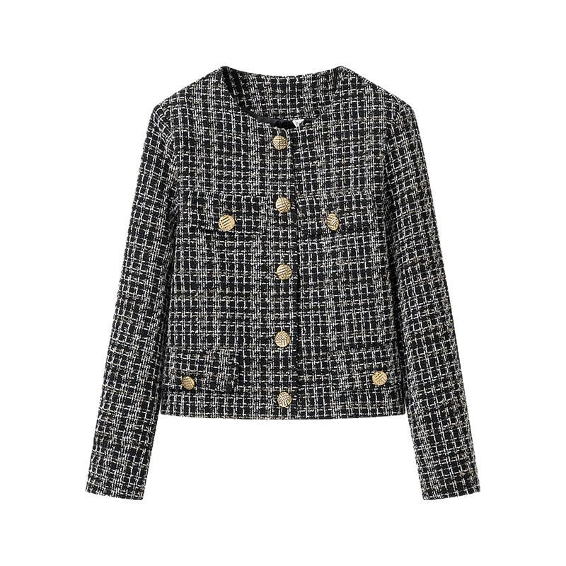 Elegant tweed jacket for women with gold buttons Lune London
