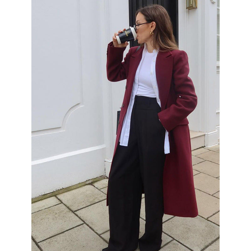 Elegant long wool coat for women Amarae