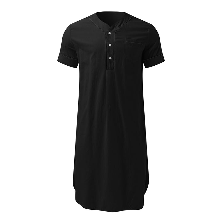 Short dress with short sleeves for women featuring a modern high collar and a practical button placket Lune London