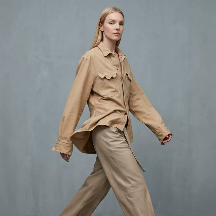 Women’s Utility Shirt Jacket with Patch Pockets and Relaxed Fit Amarae