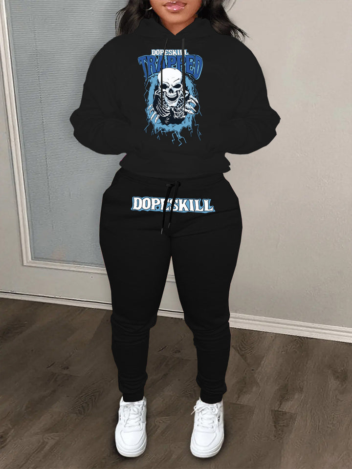 Women's hoodie and jogging set with striking skeleton pattern Lune London