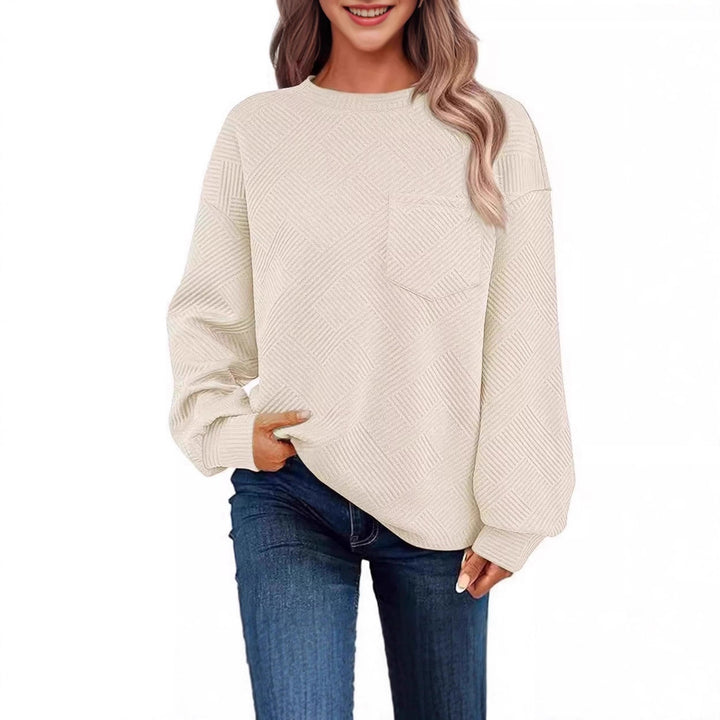 Casual sweater for women with structured fabric pattern and practical chest pocket Lune London