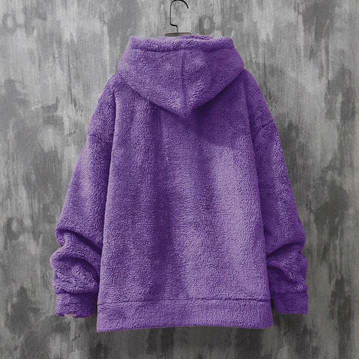 Ladies Cozy Fleece Pullover with Hood and Practical Pockets Lune London