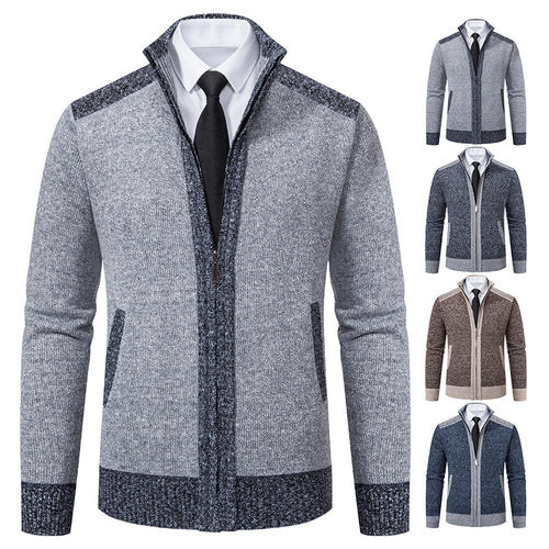 Quilted knit jacket for men with high collar and practical pockets Amarae