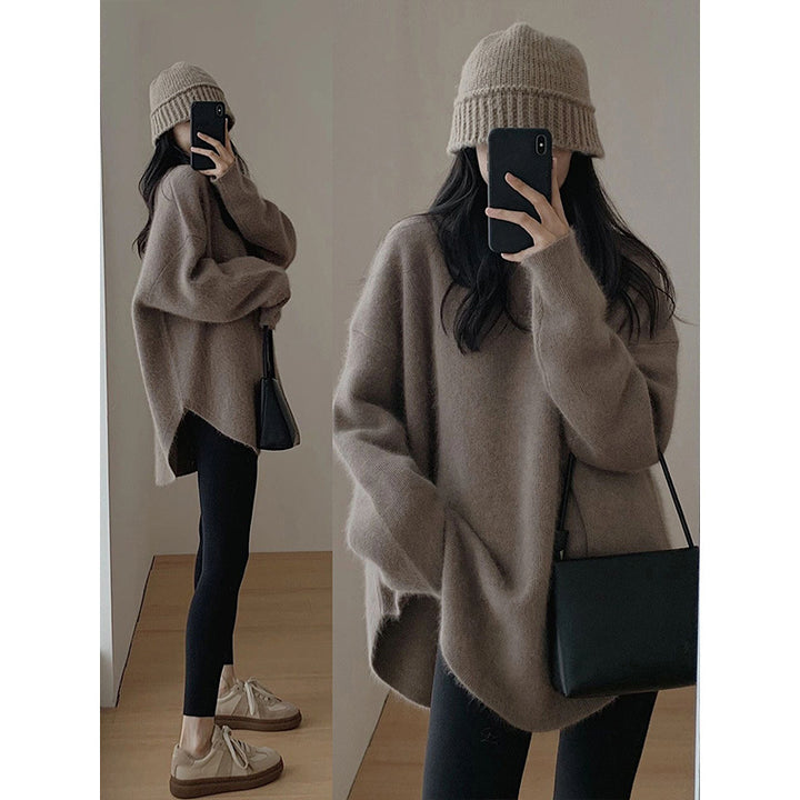 Pull surdimensionné confortable pour femme avec surface texturée et coupe décontractée Chic & Stil