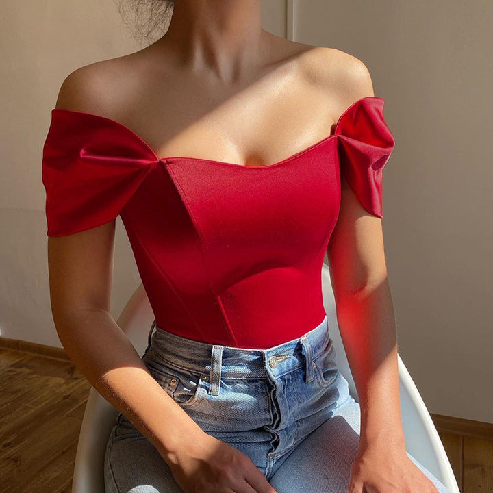 Ladies Satin Off-Shoulder Corset Bodysuit Lune London