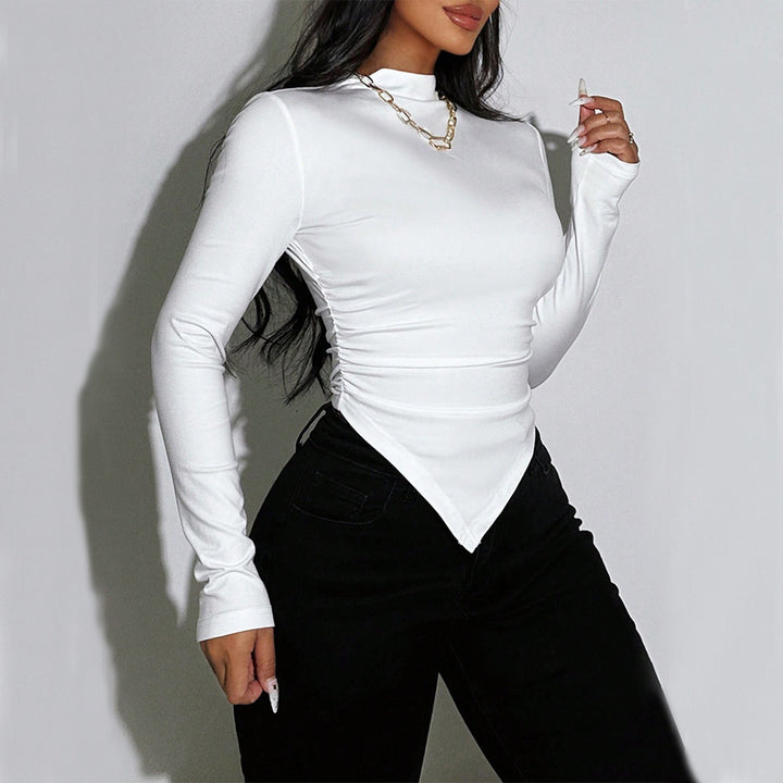 Haut à manches longues pour femmes avec ourlet asymétrique et élégante drapé Chic & Stil