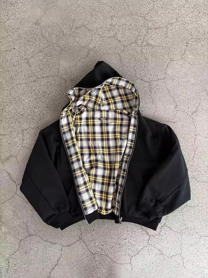 Veste à capuche décontractée pour femmes avec doublure à carreaux Chic & Stil