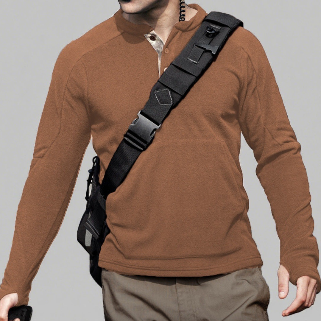 Cozy fleece sweater for men with button placket Lune London