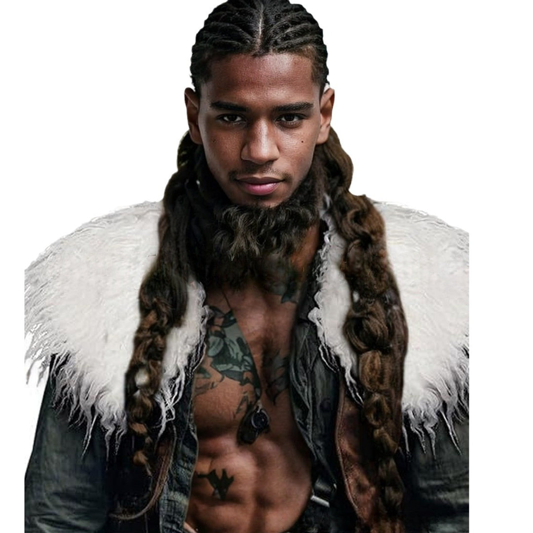 Men's faux fur shoulder cape in Nordic style with voluminous long pile Amarae