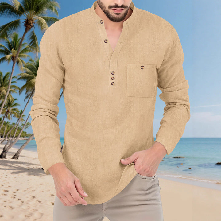 Men's Lightweight Long Sleeve Shirt with Button Placket Lune London