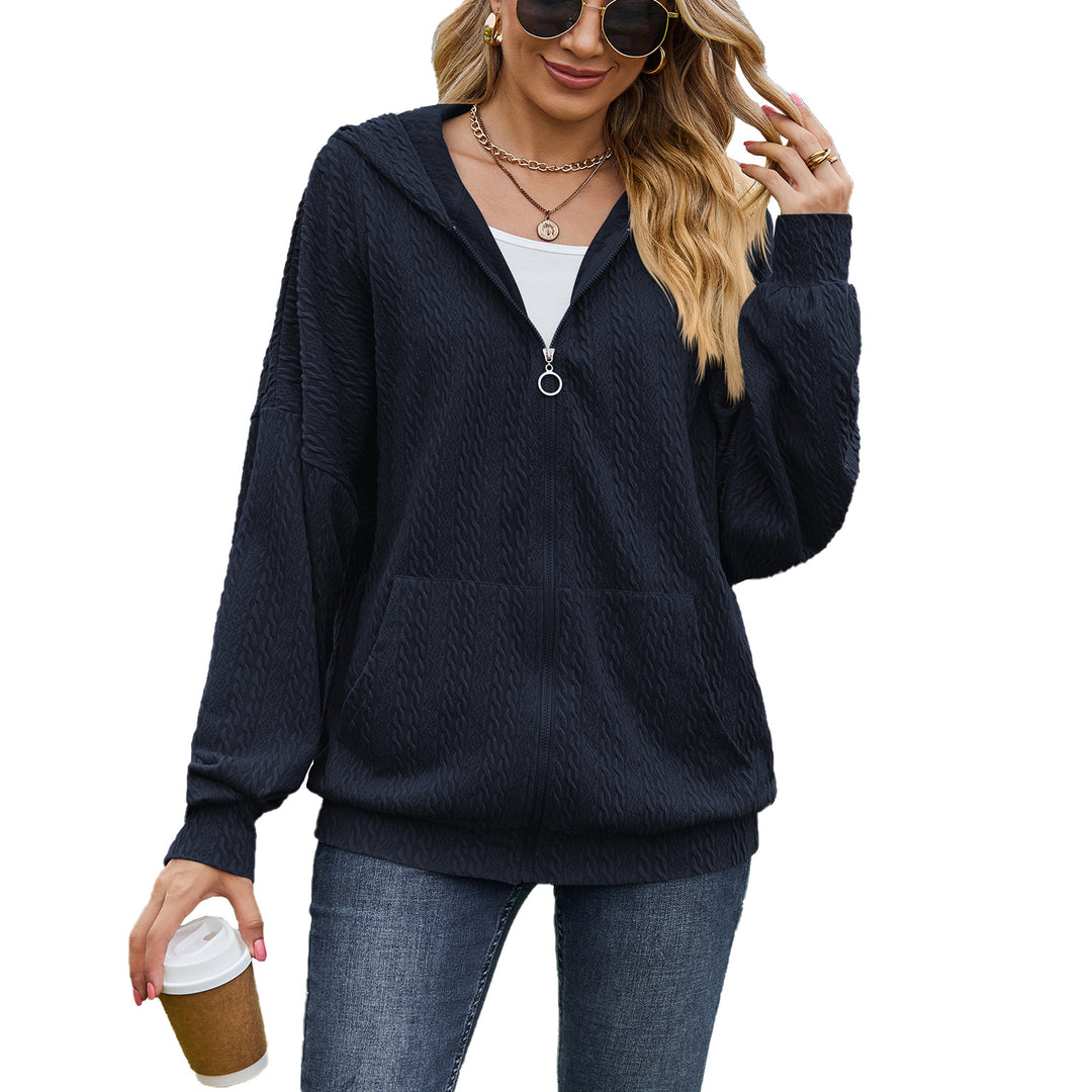 Ladies Oversized Hoodie with Textured Pattern and Practical Pockets Lune London