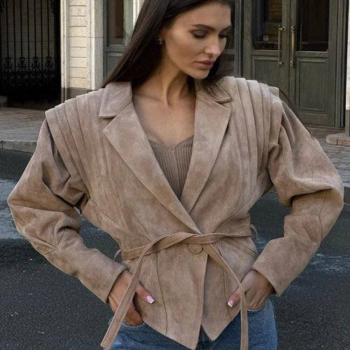 Blazer en Suède Élégant et Ajusté pour Femme Chic & Stil