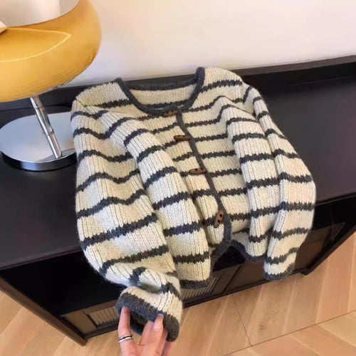 Boho style knit jacket for women with button placket and wide sleeves Amarae